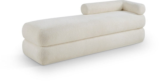 Meridian Furniture - Kennedy Cream Faux Shearling Teddy Fabric Bench - 190Cream veiw 1