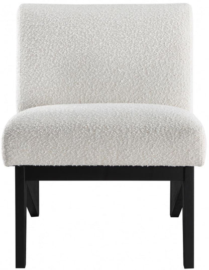 Meridian Furniture - Chapman Cream Boucle Fabric Accent Chair - 460Black veiw 3