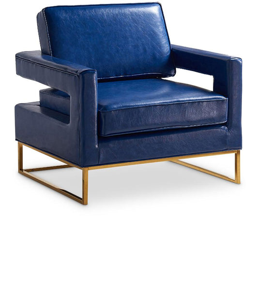 Meridian Furniture - Amelia Navy Vegan Leather Accent Chair - 512Navy veiw 1