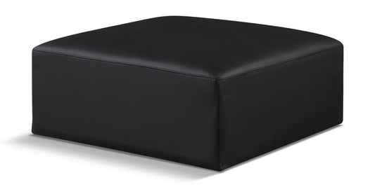 Meridian Furniture - Cube Black Vegan Leather Ottoman - 668Black-Ott veiw 1