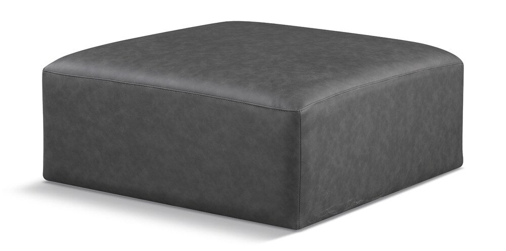 Meridian Furniture - Cube Charcoal Grey Vegan Leather Ottoman - 668Grey-Ott veiw 1