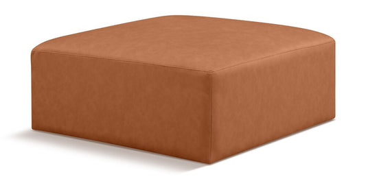 Meridian Furniture - Cube Cognac Vegan Leather Ottoman - 668Cognac-Ott veiw 1