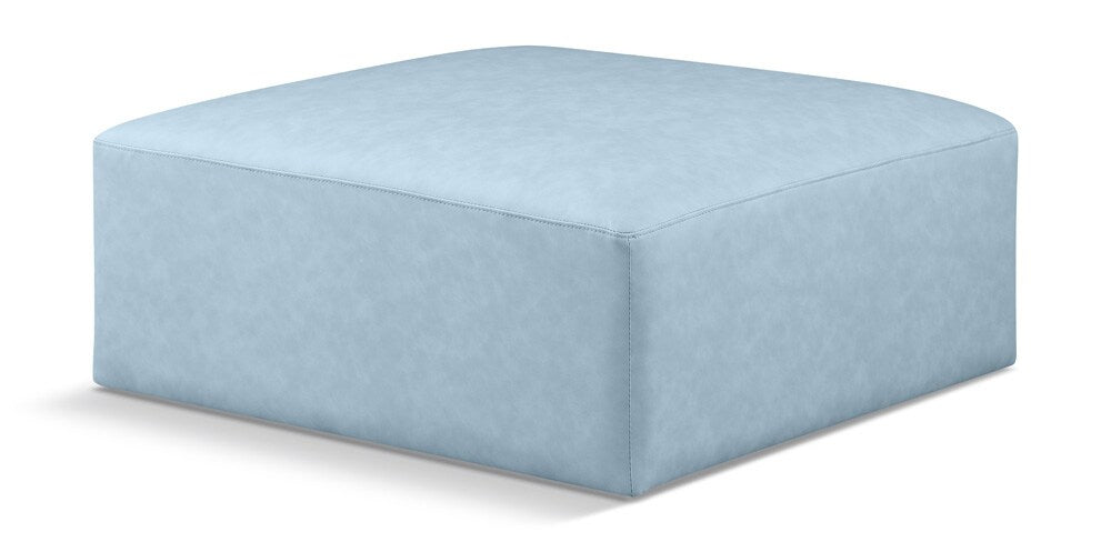Meridian Furniture - Cube Light Blue Vegan Leather Ottoman - 668LtBlu-Ott veiw 1