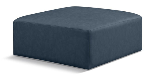 Meridian Furniture - Cube Navy Blue Vegan Leather Ottoman - 668Navy-Ott veiw 1