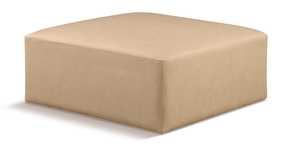 Meridian Furniture - Cube Tan Vegan Leather Ottoman - 668Tan-Ott veiw 1