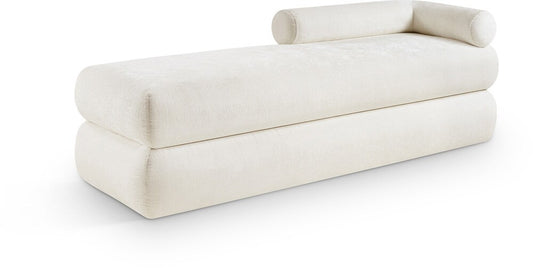 Meridian Furniture - Kennedy Cream Chenille Fabric Bench - 197Cream veiw 1