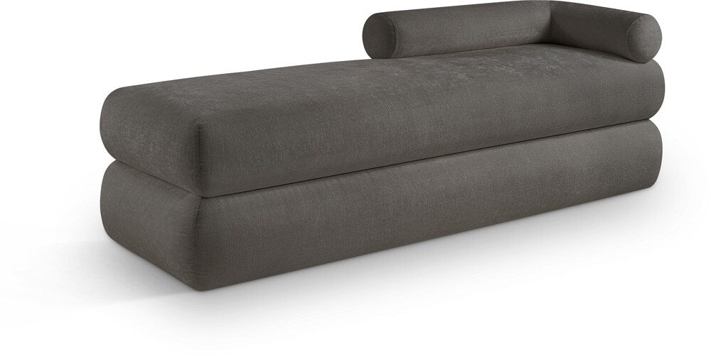 Meridian Furniture - Kennedy Grey Chenille Fabric Bench - 197Grey veiw 1