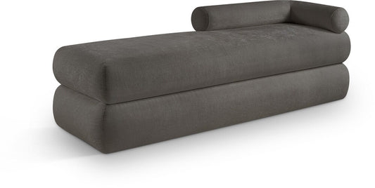 Meridian Furniture - Kennedy Grey Chenille Fabric Bench - 197Grey veiw 1