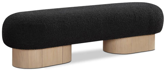 Meridian Furniture - Robertson Black Boucle Fabric Bench - 22001Black veiw 1