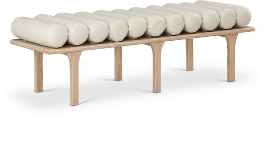 Meridian Furniture - Landon Cream Vegan Leather Bench - 22007Cream veiw 1