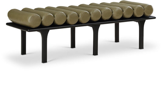 Meridian Furniture - Landon Olive Green Vegan Leather Bench - 22008Olive veiw 1