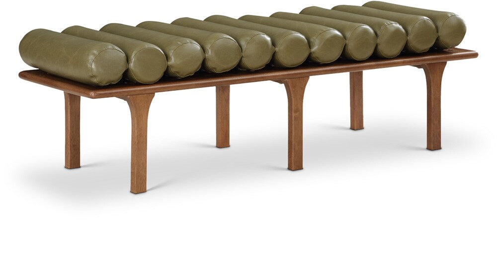 Meridian Furniture - Landon Olive Green Vegan Leather Bench - 22009Olive veiw 1