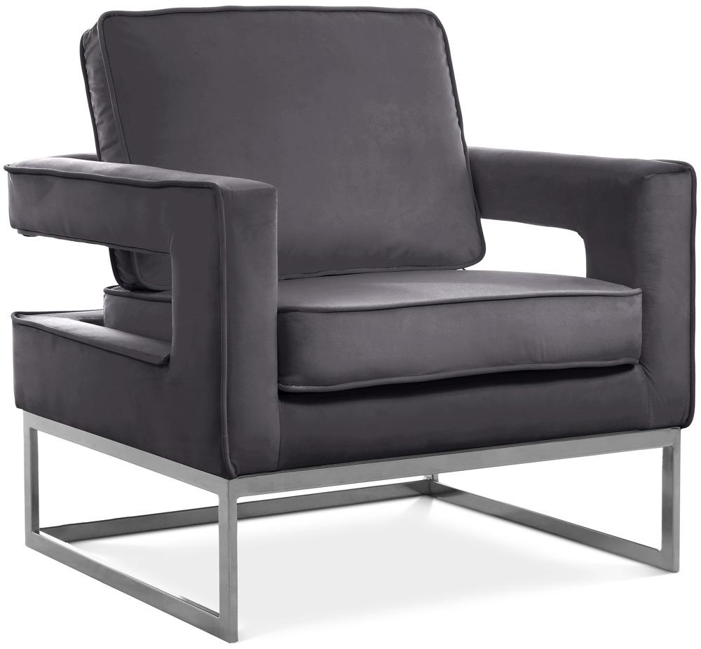 Meridian Furniture - Noah Grey Velvet Accent Chair - 510Grey veiw 1