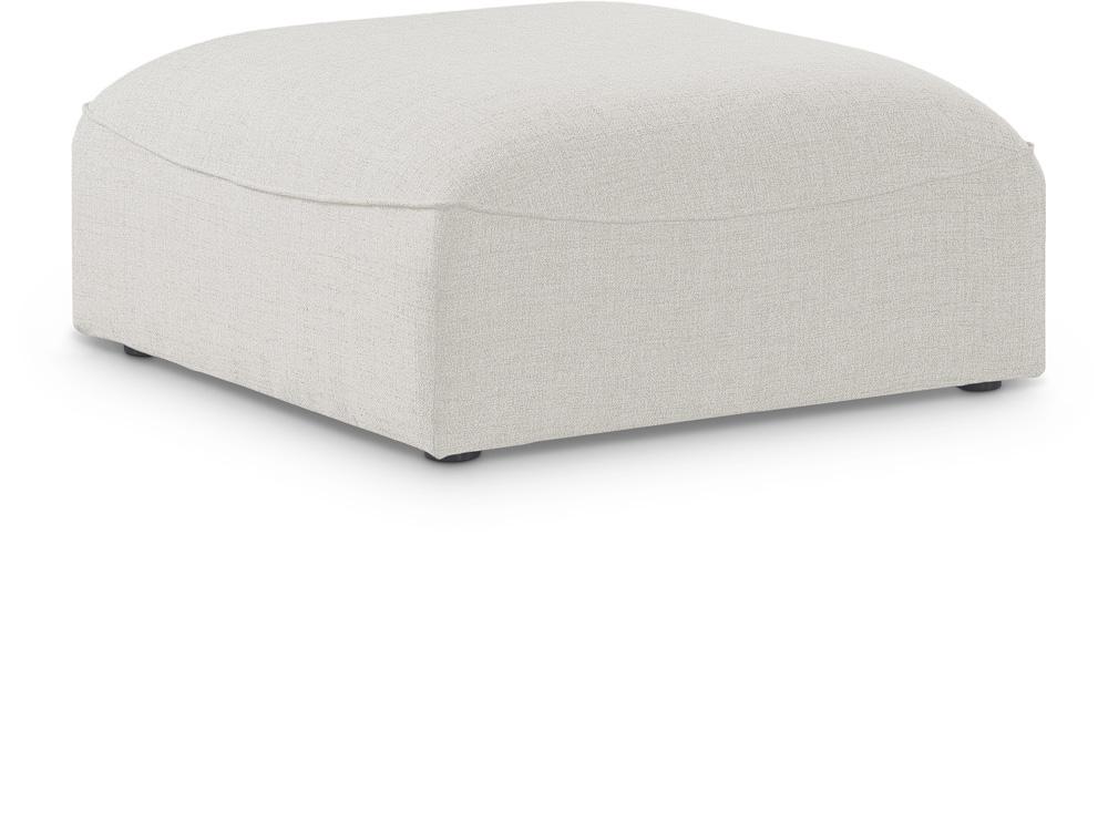 Meridian Furniture - Miramar Cream Durable Linen Textured Ottoman - 683Cream-Ott veiw 1