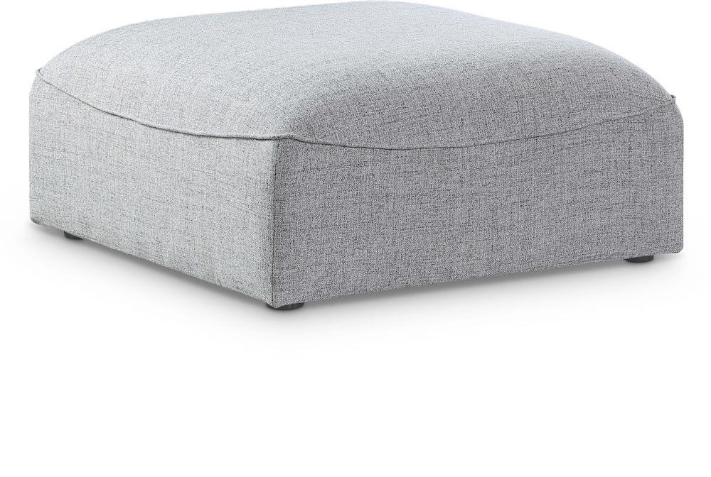 Meridian Furniture - Miramar Grey Durable Linen Textured Ottoman - 683Grey-Ott veiw 1