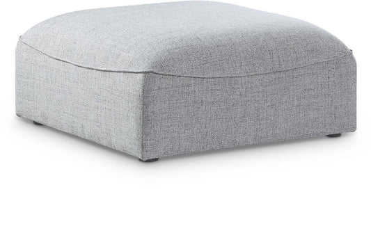 Meridian Furniture - Miramar Grey Durable Linen Textured Ottoman - 683Grey-Ott veiw 1