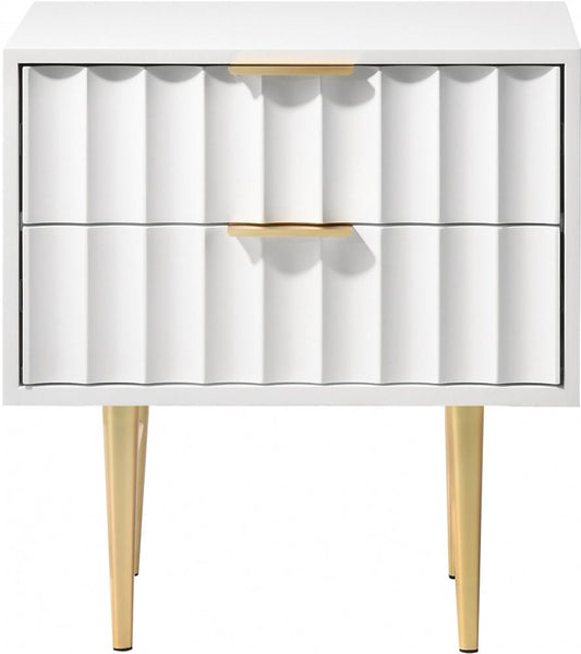 Meridian Furniture - Modernist White Gloss Night Stand - 801White-NS veiw 2