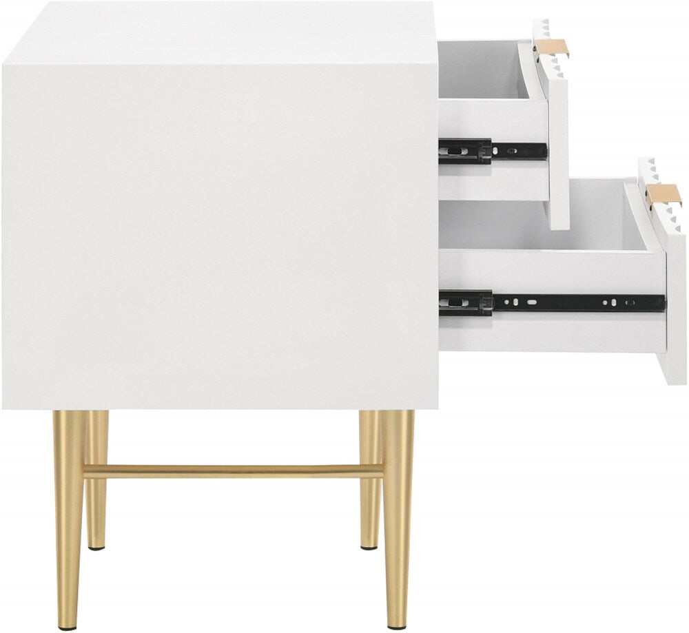 Meridian Furniture - Modernist White Gloss Night Stand - 801White-NS veiw 3