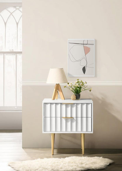 Meridian Furniture - Modernist White Gloss Night Stand - 801White-NS veiw 6