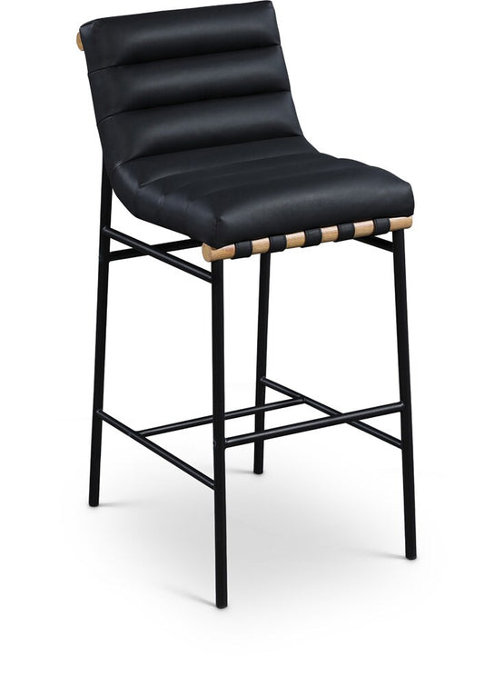 Meridian Furniture - Burke Black Vegan Leather Bar Stool - 846Black-C veiw 1