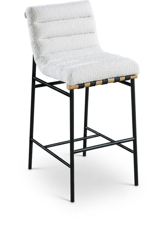 Meridian Furniture - Burke Cream Boucle Fabric Bar Stool - 846Cream-C veiw 1