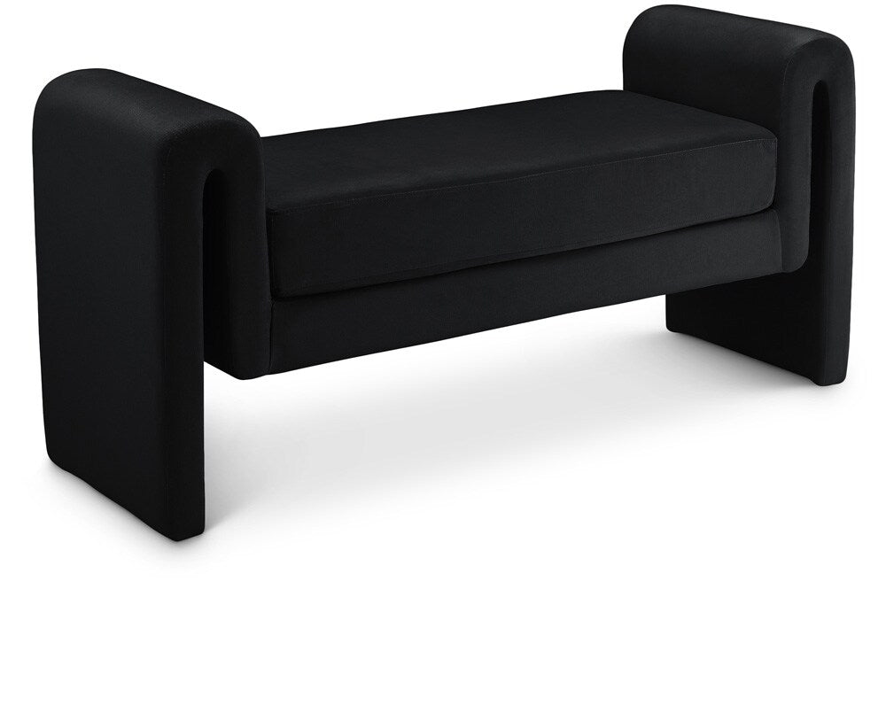 Meridian Furniture - Sloan Black Velvet Bench - 181Black veiw 1