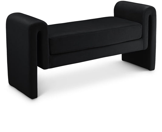 Meridian Furniture - Sloan Black Velvet Bench - 181Black veiw 1