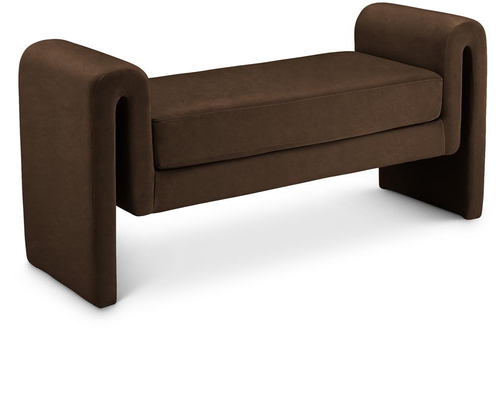 Meridian Furniture - Sloan Brown Velvet Bench - 181Brown veiw 1