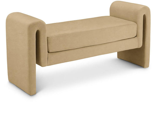 Meridian Furniture - Sloan Camel Velvet Bench - 181Camel veiw 1
