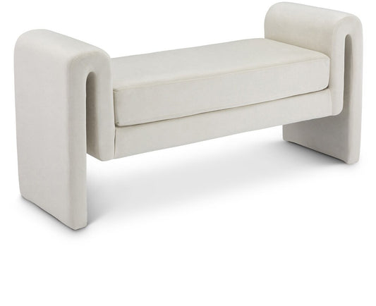 Meridian Furniture - Sloan Cream Velvet Bench - 181Cream veiw 1
