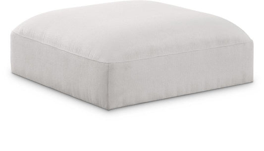 Meridian Furniture - Ease Cream Polyester Fabric Ottoman - 696Cream-Ott veiw 1