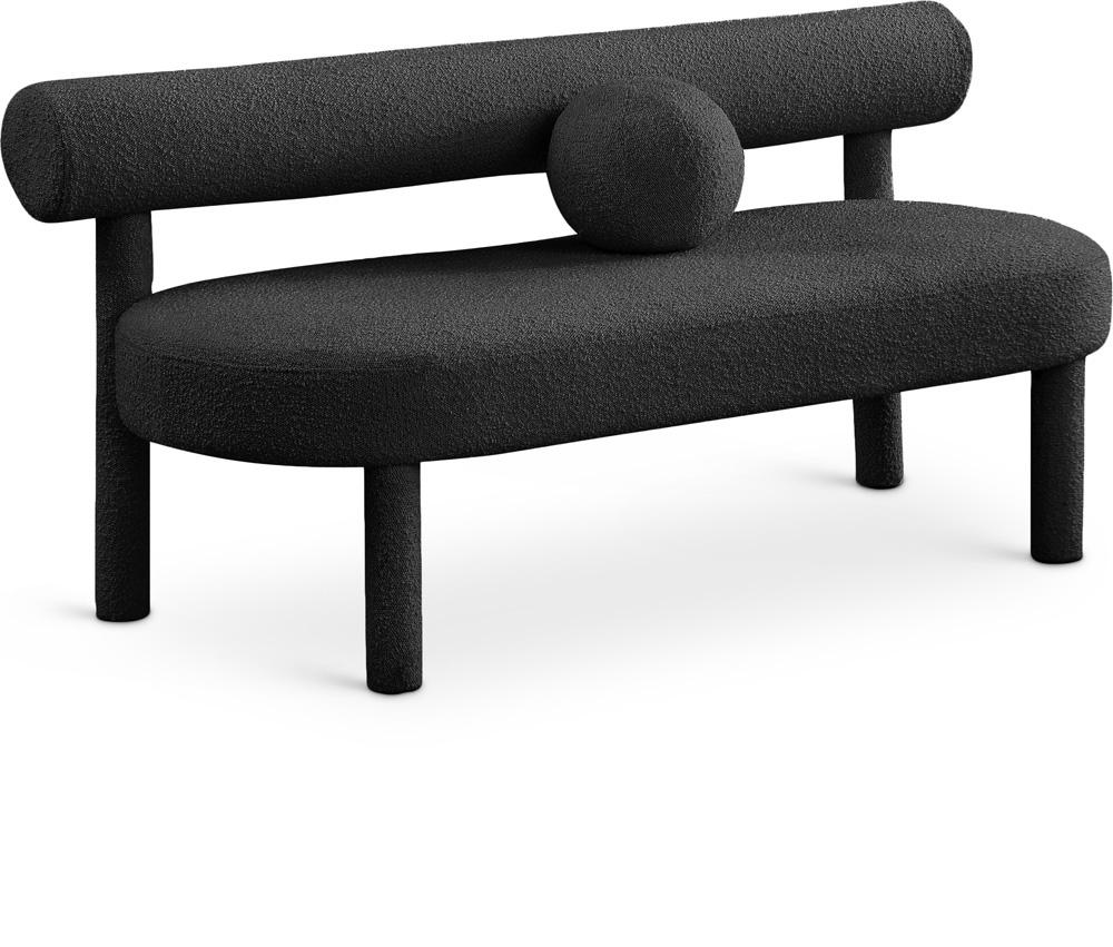 Meridian Furniture - Parlor Black Boucle Fabric Bench - 474Black veiw 1