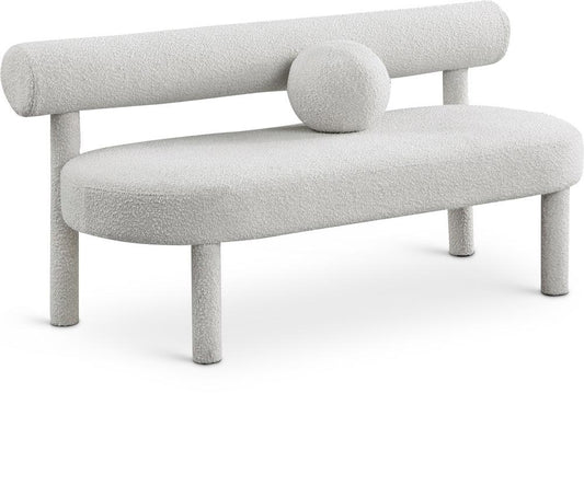 Meridian Furniture - Parlor Cream Boucle Fabric Bench - 474Cream veiw 1