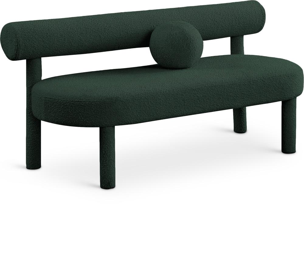 Meridian Furniture - Parlor Green Boucle Fabric Bench - 474Green veiw 1