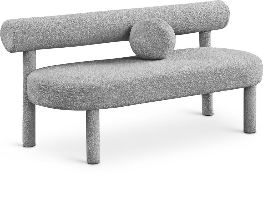 Meridian Furniture - Parlor Grey Boucle Fabric Bench - 474Grey veiw 1