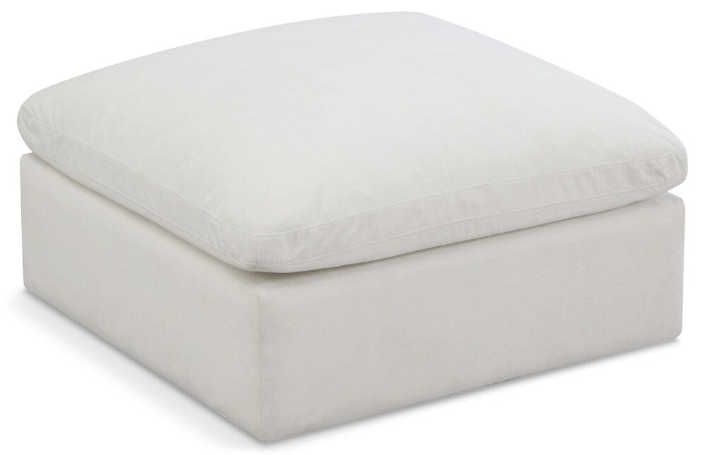 Meridian Furniture - Plush Cream Velvet Standard Comfort Modular Ottoman - 602Cream-Ott veiw 1