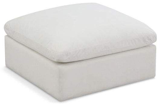 Meridian Furniture - Plush Cream Velvet Standard Comfort Modular Ottoman - 602Cream-Ott veiw 1