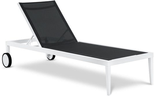 Meridian Furniture - Nizuc Black Mesh Water Resistant Fabric Outdoor Patio Aluminum Mesh Chaise Lounge Chair - 373Black veiw 1