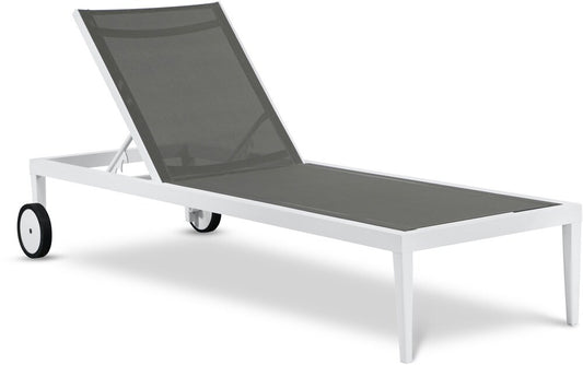Meridian Furniture - Nizuc Grey Mesh Water Resistant Fabric Outdoor Patio Aluminum Mesh Chaise Lounge Chair - 373Grey veiw 1