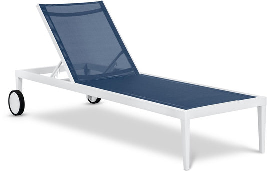 Meridian Furniture - Nizuc Navy Mesh Water Resistant Fabric Outdoor Patio Aluminum Mesh Chaise Lounge Chair - 373Navy veiw 1