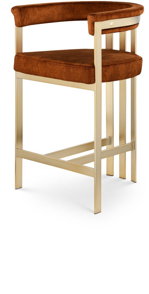 Meridian Furniture - Marcello Cognac Velvet Counter Stool - 596Cognac-C veiw 1