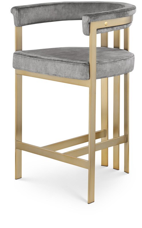 Meridian Furniture - Marcello Grey Velvet Counter Stool - 596Grey-C veiw 1