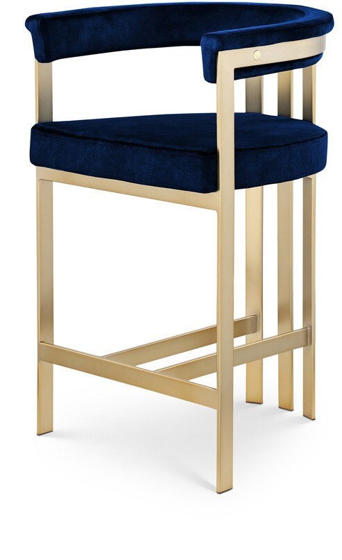 Meridian Furniture - Marcello Navy Velvet Counter Stool - 596Navy-C veiw 1