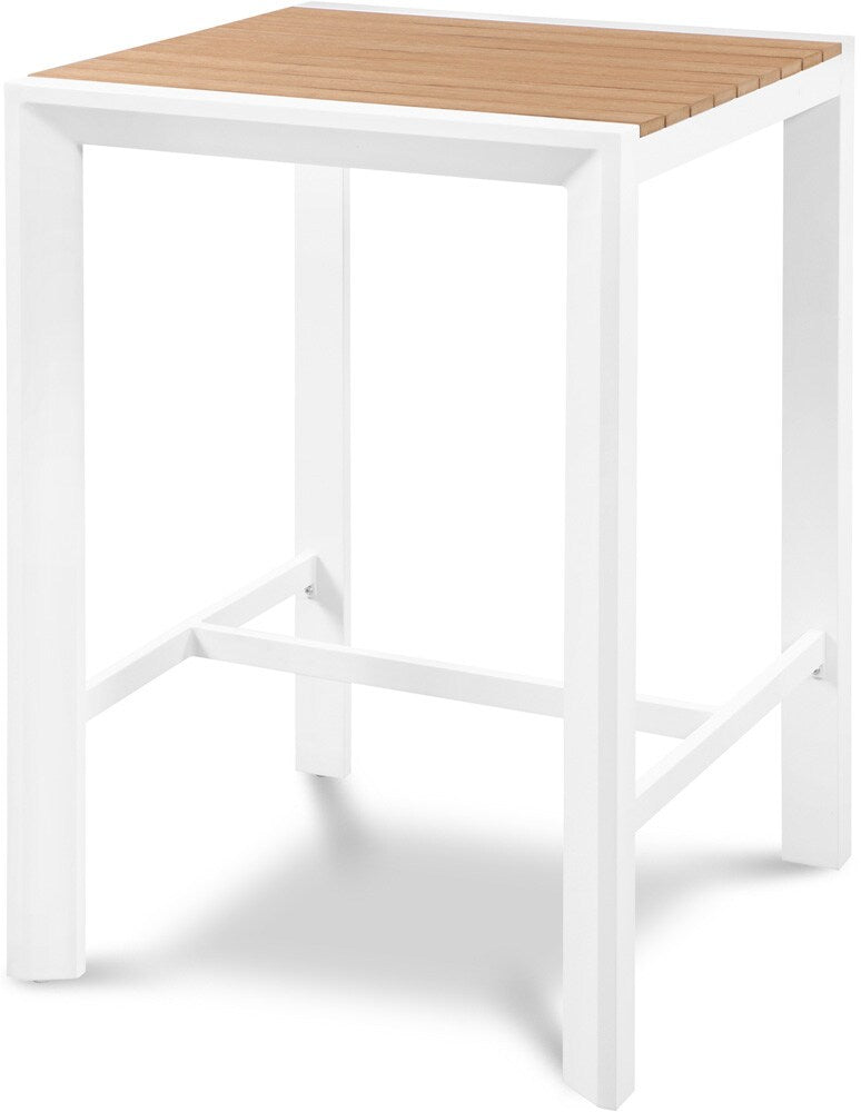 Meridian Furniture - Nizuc Brown Wood Look Accent Paneling Outdoor Patio Aluminum Square Bar Table - 377-T veiw 1