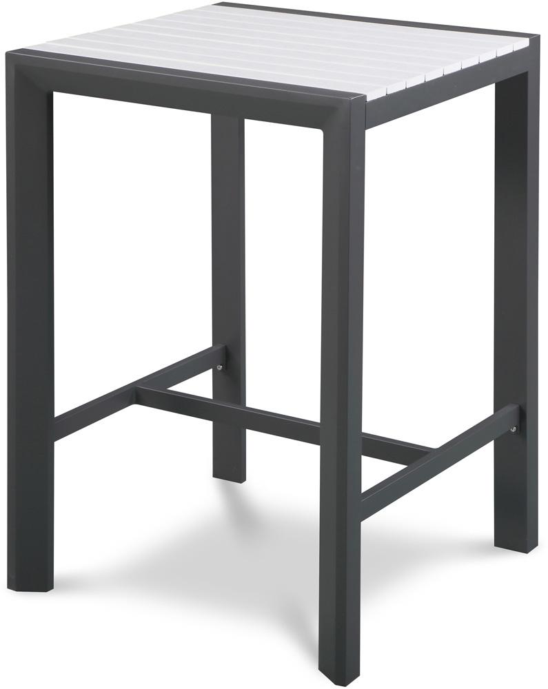 Meridian Furniture - Nizuc White Wood Look Accent Paneling Outdoor Patio Aluminum Square Bar Table - 381-T veiw 1