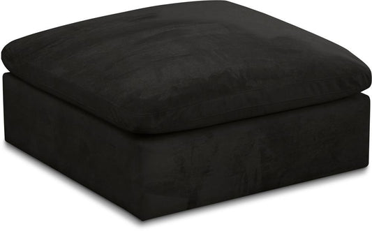 Meridian Furniture - Cozy Black Velvet Ottoman - 634Black-Ott veiw 1