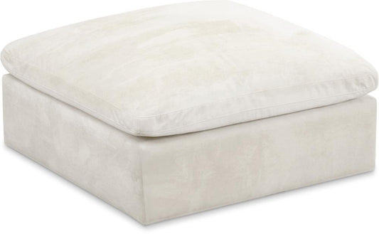 Meridian Furniture - Cozy Cream Velvet Ottoman - 634Cream-Ott veiw 1