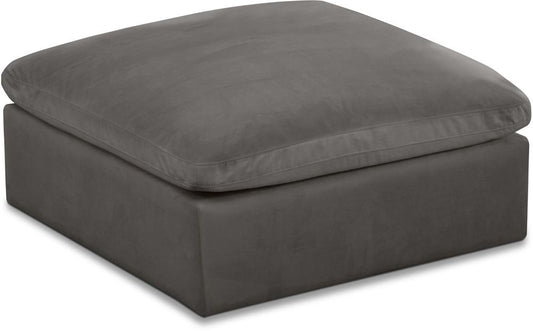 Meridian Furniture - Cozy Grey Velvet Ottoman - 634Grey-Ott veiw 1