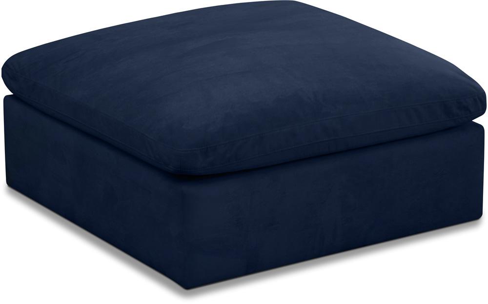 Meridian Furniture - Cozy Navy Velvet Ottoman - 634Navy-Ott veiw 1