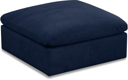 Meridian Furniture - Cozy Navy Velvet Ottoman - 634Navy-Ott veiw 1
